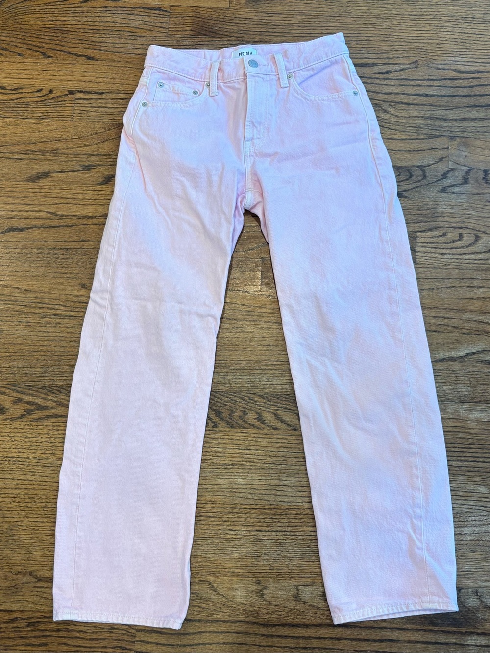 Pistola Lexi Mid Rise Bowed Straight Jeans in Blush, Size 25 - Picture 2 of 6